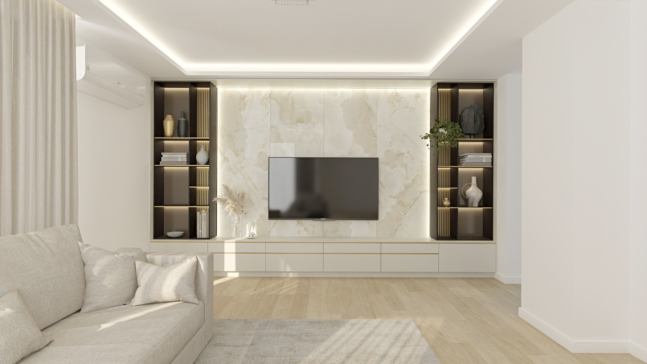 Realizace luxusní šatny a moderní obývací stěny na míru